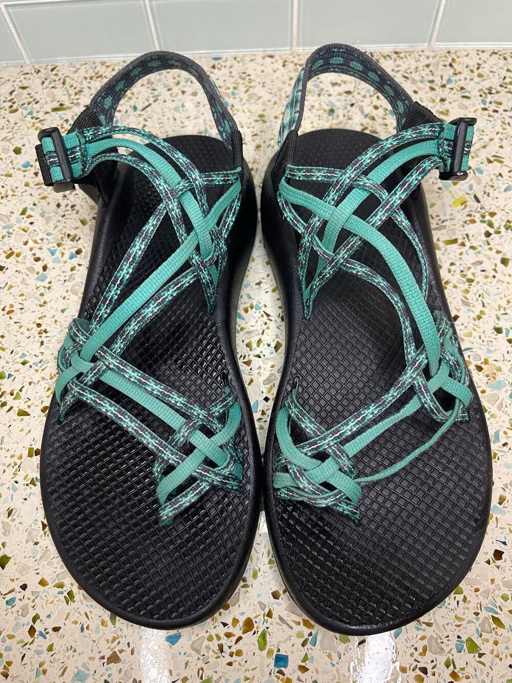 Chaco ZX2 Double Strap Toe Loop Sandals Womens 10 Teal Black Hiking